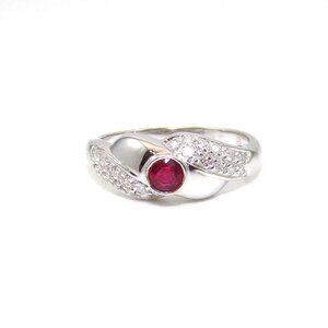 18K White Gold Natural Pink Ruby Diamond Ring Size 6.25